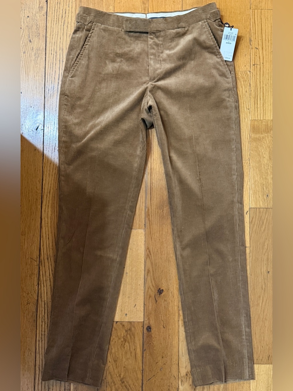 POLO RALPH LAUREN PANTS BROWN CORDUROY SIDE TABS 32 PLEATED $398 RRL
